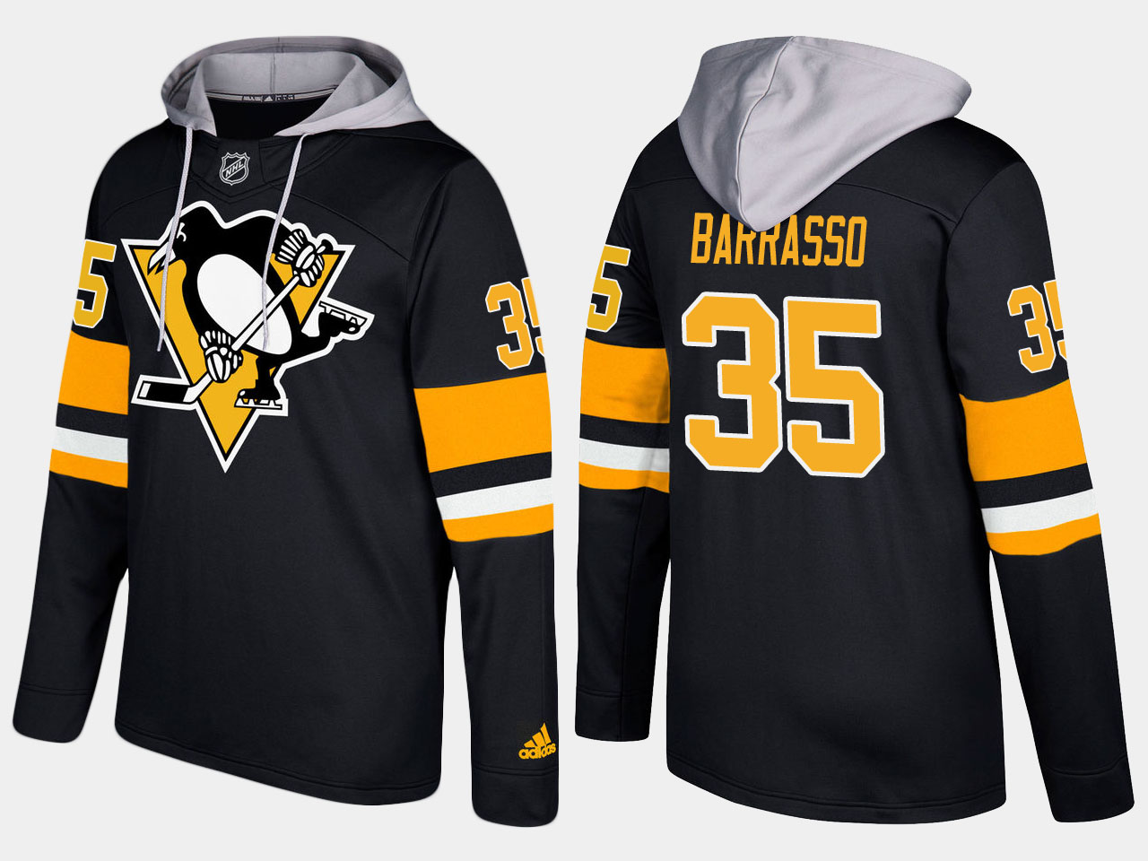 Men NHL Pittsburgh penguins retired #35 tom barrasso black hoodie